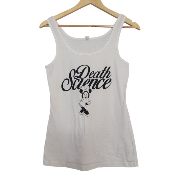 Death Science Minnie Tank White Large Babydoll Biker Chopper Motorcycle - Picture 4 of 7